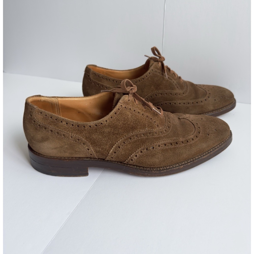 Polo Ralph Lauren Men's Brenton Suede Wingtip Tobacco Brown Dress Casual Shoe 9D - Picture 2 of 13